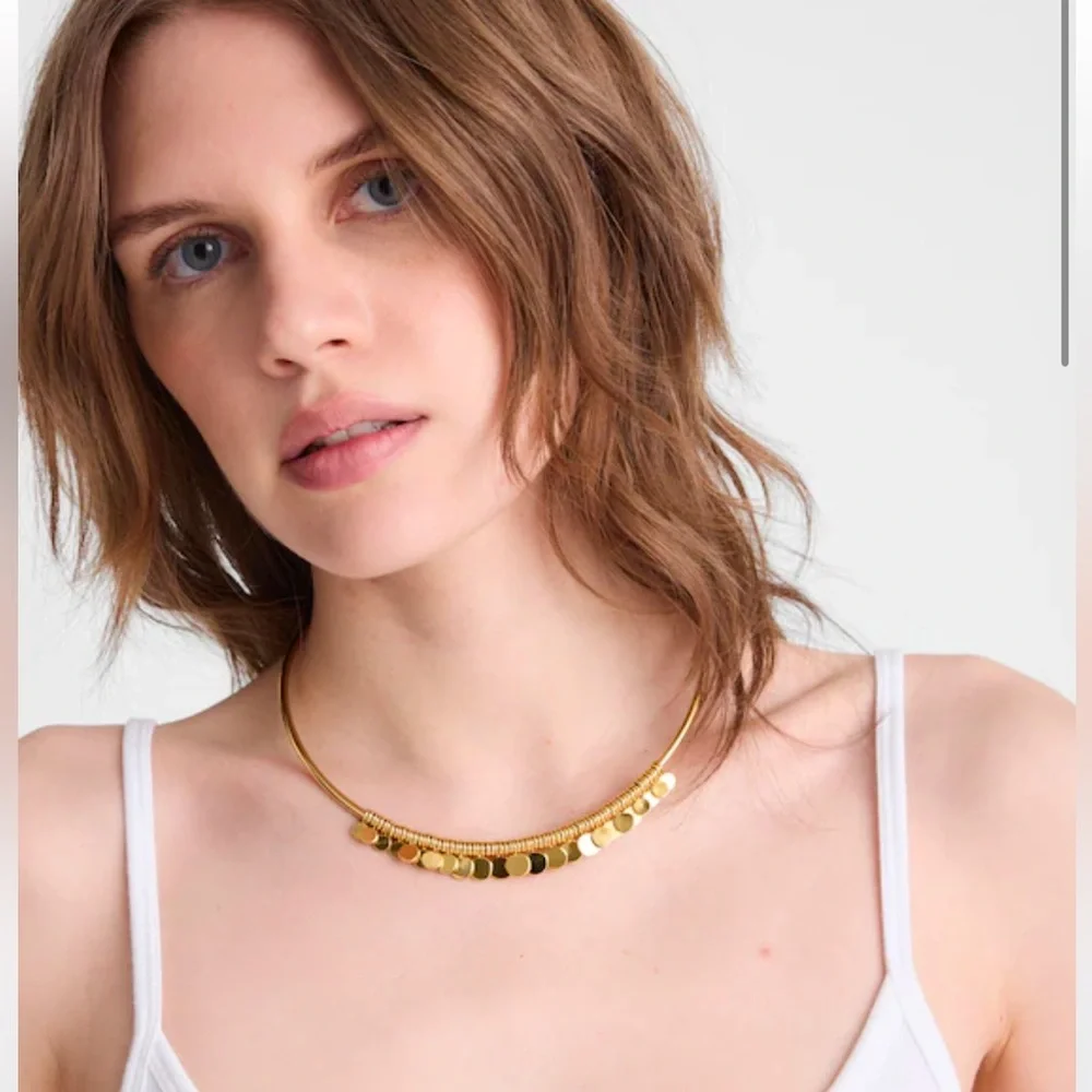 Gold Disc Choker Necklace - Women Jewelry - Picture 3 of 3